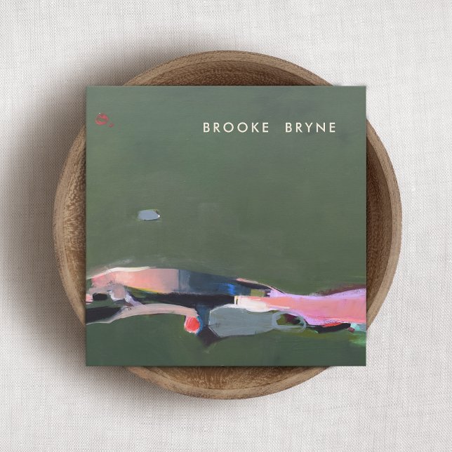 Cartão De Visita Quadrado Fundo de pintura em Abstrato Verde Artístico (Criador carregado)