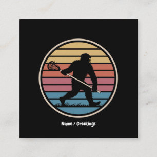 Cartão De Visita Quadrado Funny Bigfoot Sasquatch Lacrosse Vintage Sunset