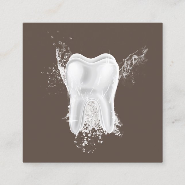 Cartão De Visita Quadrado Gabinete de Dentista Marrom, profissional de dente (Frente)