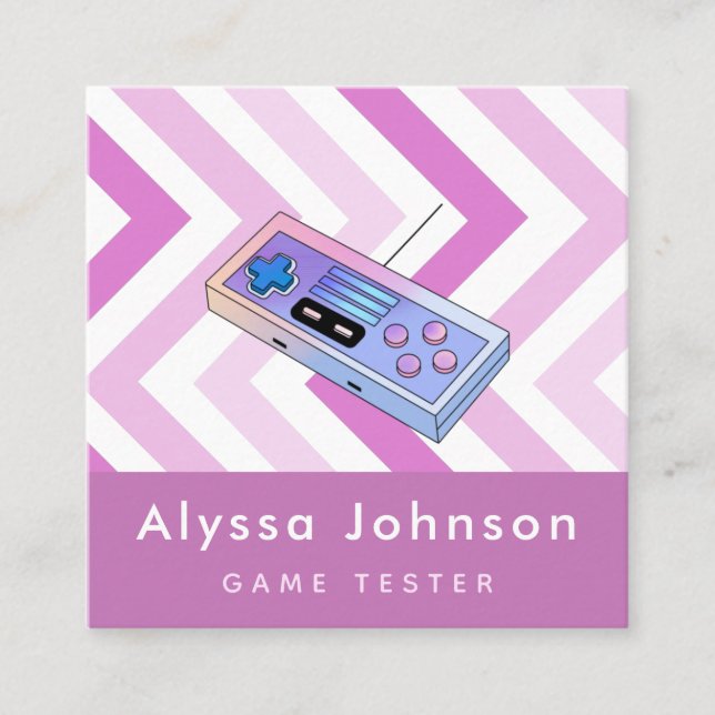 Cartão De Visita Quadrado Gadget Pink do Gadget do Controlador de Desenvolve (Frente)