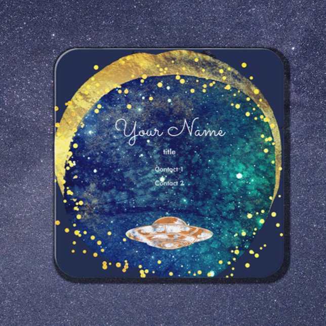 Cartão De Visita Quadrado Galáxia artística voadora (Criador carregado)