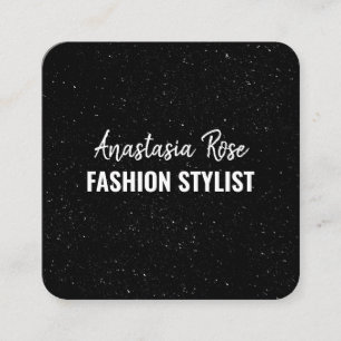Cartão De Visita Quadrado Galáxia Minúscula Mínima Mineral Negra Chic