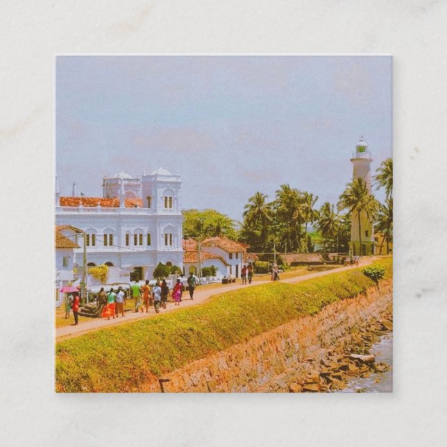 Cartão De Visita Quadrado Galle City - Costa Sul do Sri Lanka (Frente)