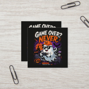 Cartão De Visita Quadrado Game Over Nunca Gamer Fantasma Halloween Engraçado