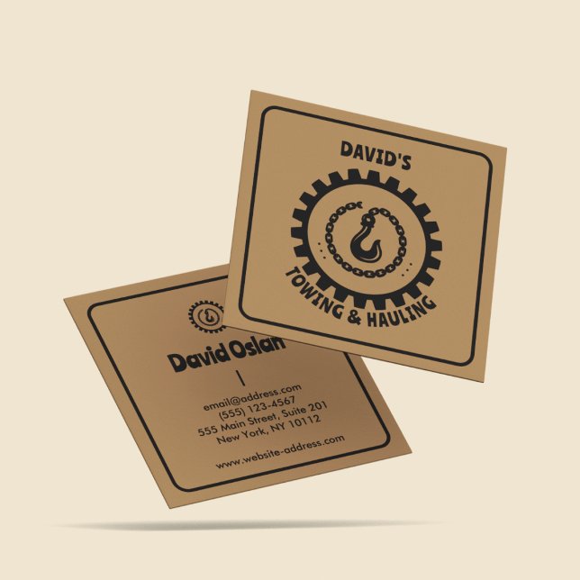 Cartão De Visita Quadrado Gancho de Caminhão de Linha Profissional Castanho  (Criador carregado)