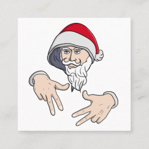 Cartão De Visita Quadrado Gangsta legal Hip Hop Hand Rap Santa Claus