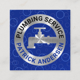 Cartão De Visita Quadrado Gasoduto Prateado Em Águas Azuis