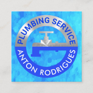 Cartão De Visita Quadrado Gasoduto Prateado Em Águas Azuis De Grunge