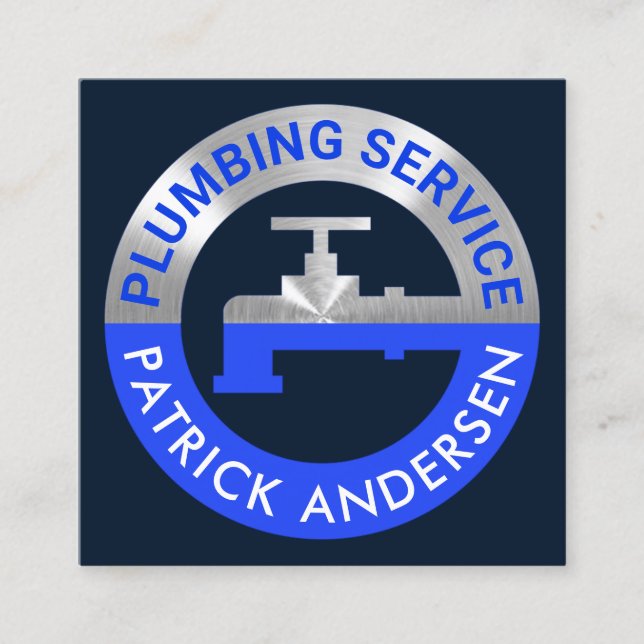 Cartão De Visita Quadrado Gasoduto Prateado Em Águas Azuis Escuras (Frente)