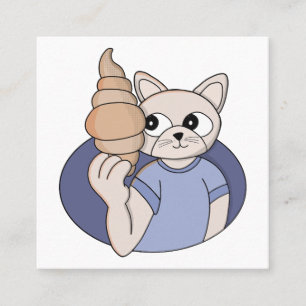 Cartão De Visita Quadrado Gato Croissant Engraçado