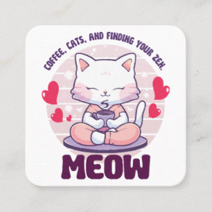 Cartão De Visita Quadrado Gato de meditação - Gato Kawaii
