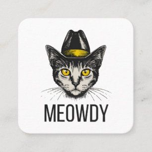 Cartão De Visita Quadrado Gato Divertido Meowdy