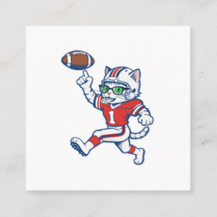 Cartão De Visita Quadrado Gato engraçado jogador de futebol americano