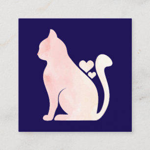 Cartão De Visita Quadrado Gato Fofo com Corações
