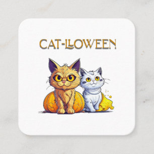 Cartão De Visita Quadrado Gato Halloween 