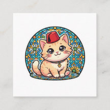 Gato Marroquino Kawaii Fofo com Adesivo Tarboush V