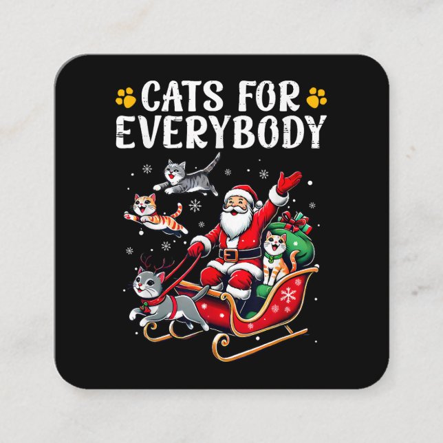 Cartão De Visita Quadrado Gatos Para Todo Mundo Gato De Natal Engraçado (Frente)