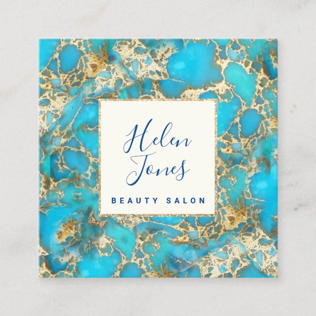 Cartão De Visita Quadrado gemstone turquesa (Frente)