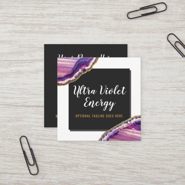 Cartão De Visita Quadrado Gemstone Ultra Violeta Roxo Gemstone (Frente/Verso In Situ)