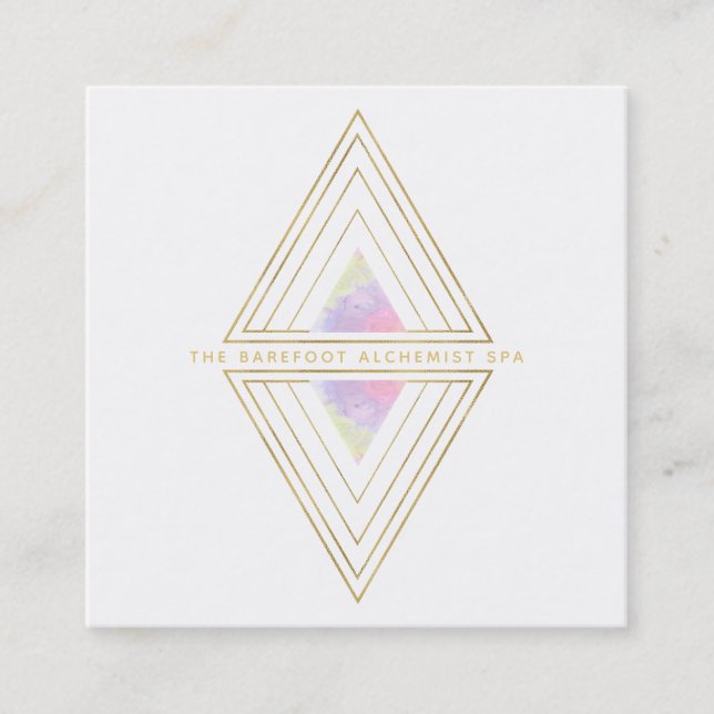 Cartão De Visita Quadrado *~* Geometria Dourada Sagrada 2 Triângulos (Frente)