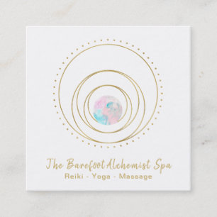 Cartão De Visita Quadrado *~* Geométrica Boho Mandala Dourada Geometria Sag