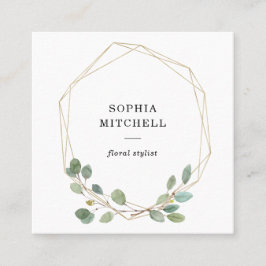 Cartão De Visita Quadrado Geométrico Dourado simples das hortaliças | do