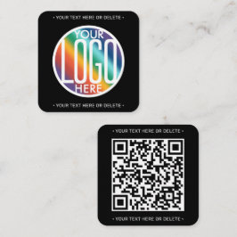Cartão De Visita Quadrado Gerador de códigos QR e logotipo preto minimalista