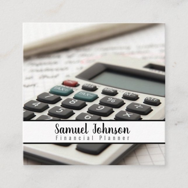 Cartão De Visita Quadrado Gerenciamento de Riqueza do Contador do Planejador (Frente)