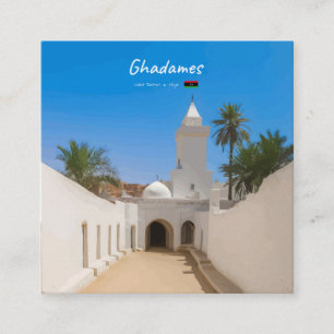 Cartão De Visita Quadrado Ghadames, Líbia - Mesquita Branca