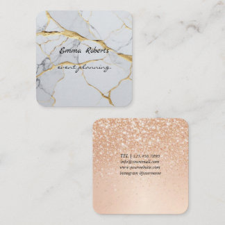 Cartão De Visita Quadrado Gift Pink and White Glitter Modern Business card