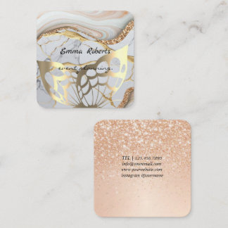 Cartão De Visita Quadrado Gift Pink and White Glitter Modern Business card