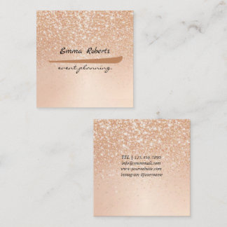 Cartão De Visita Quadrado Gift Pink and White Glitter Modern Business card