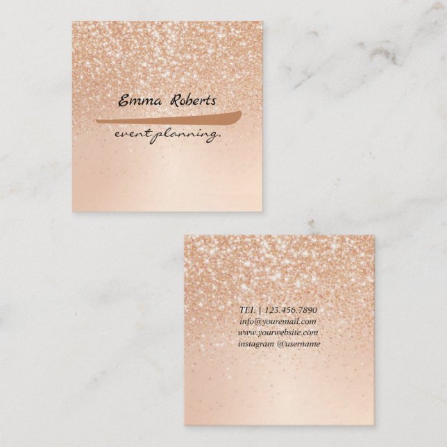 Cartão De Visita Quadrado Gift Pink and White Glitter Modern Business card (Frente/Verso)