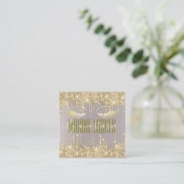 Cartão De Visita Quadrado Girly Blush Dourado Glit Eye Drist Makeup SPA