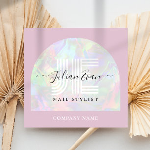 Cartão De Visita Quadrado Girly Holographic QR Code Pink