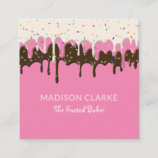 Cartão De Visita Quadrado Glacé de rosquinha borrifaria (Frente)