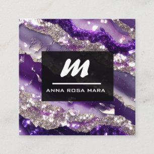 Cartão De Visita Quadrado *~* Glam de Lavanda Roxo Lúxw Glam QR Inicial AP66