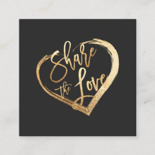 Cartão De Visita Quadrado Glam PixDezines Compartilham o Amor Dourado