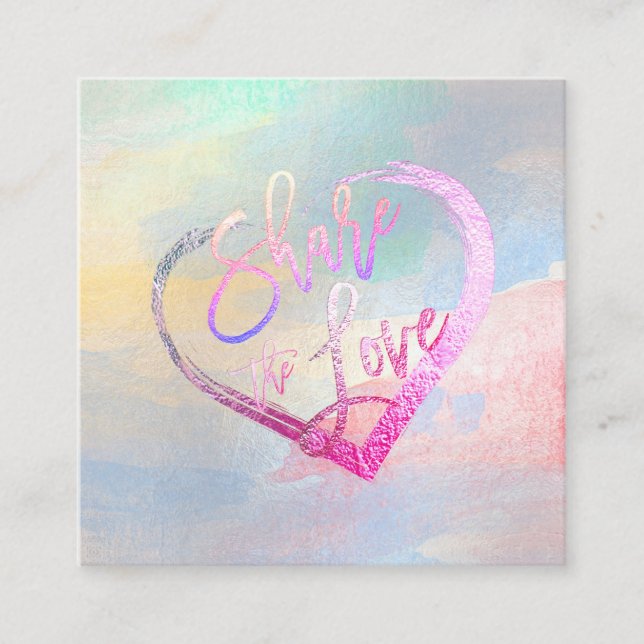 Cartão De Visita Quadrado Glam PixDezines Compartilham o Metálico Love Faux (Frente)