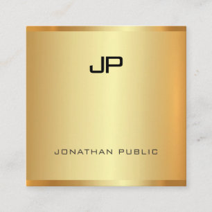 Cartão De Visita Quadrado Glamor Profissional Faux Dourado Elegante Moderno