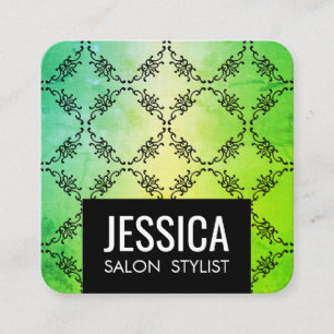Cartão De Visita Quadrado Glamor Verde Contemporâneo