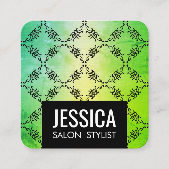 Cartão De Visita Quadrado Glamor Verde Contemporâneo (Frente)