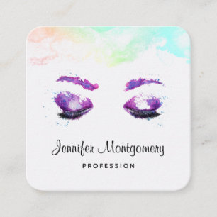 Cartão De Visita Quadrado Glândulas roxas brilhantes e cores da água
