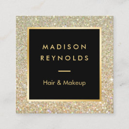 Cartão De Visita Quadrado Glitter Dourado brilha moderno moderno moderno