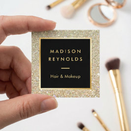 Cartão De Visita Quadrado Glitter Dourado brilha moderno moderno moderno
