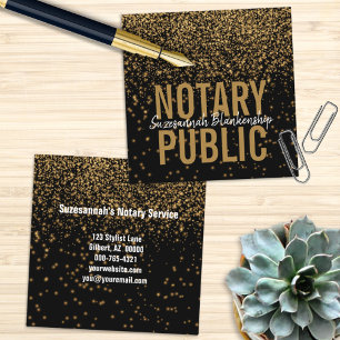 Cartão De Visita Quadrado Glitter Dourado Elegante No Notário Personalizado