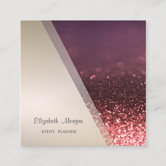 Cartão De Visita Quadrado Glitter Geométrico Moderno Bokeh (Frente)