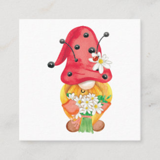 Cartão De Visita Quadrado gnomo de verão 1