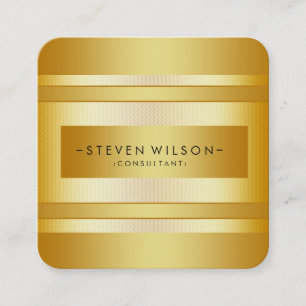 Cartão De Visita Quadrado Gold Foil Metal Professional Moderno, preto Elegan