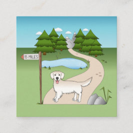 Cartão De Visita Quadrado Golden Retriever English Cream em uma trilha de ca